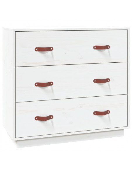Credenza Bianca 80x40x75 cm in Legno Massello di Pino