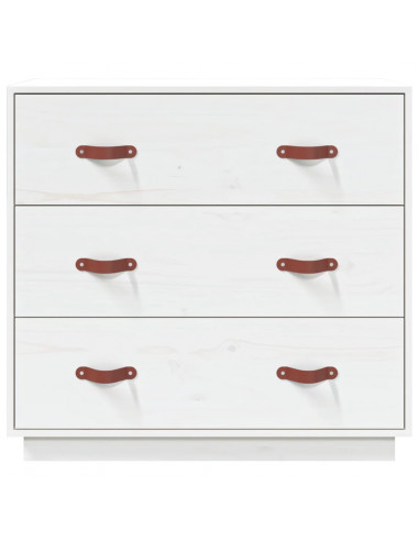 Credenza Bianca 80x40x75 cm in Legno Massello di Pino