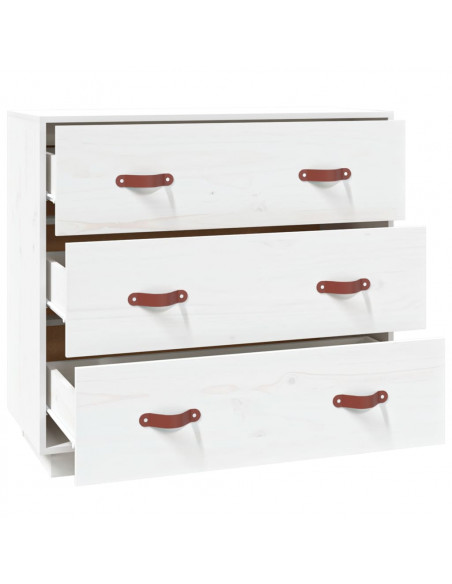 Credenza Bianca 80x40x75 cm in Legno Massello di Pino