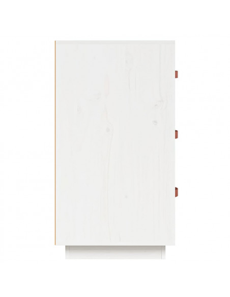 Credenza Bianca 80x40x75 cm in Legno Massello di Pino