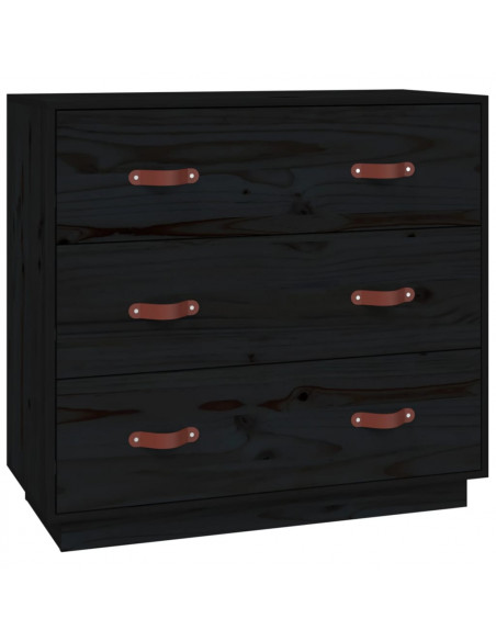 Credenza Nera 80x40x75 cm in Legno Massello di Pino