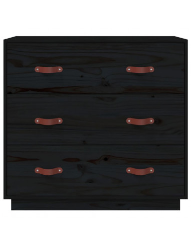 Credenza Nera 80x40x75 cm in Legno Massello di Pino