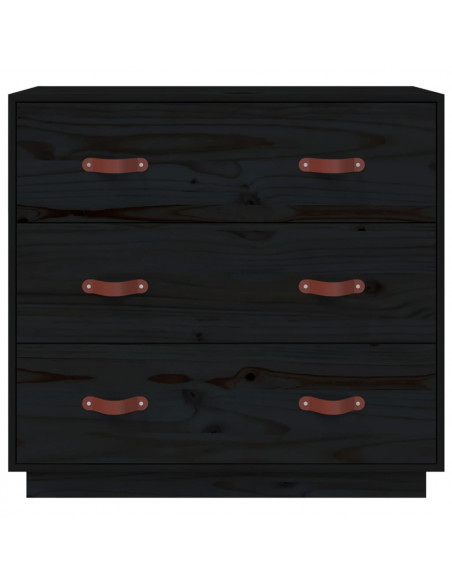 Credenza Nera 80x40x75 cm in Legno Massello di Pino