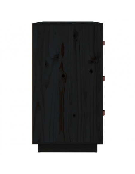 Credenza Nera 80x40x75 cm in Legno Massello di Pino