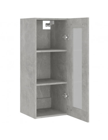 Armadietto Pensile a Parete Grigio Cemento 34,5x34x90 cm