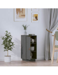 Credenza Grigia 34x40x75 cm in Legno Massello di Pino 2