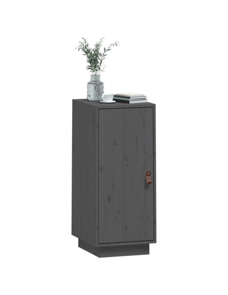 Credenza Grigia 34x40x75 cm in Legno Massello di Pino