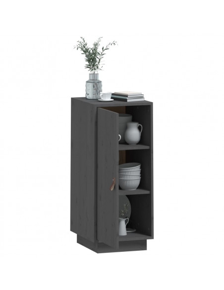 Credenza Grigia 34x40x75 cm in Legno Massello di Pino
