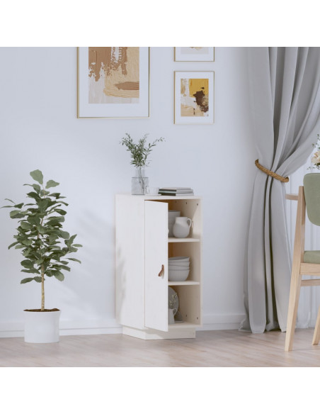 Credenza Bianca 34x40x75 cm in Legno Massello di Pino