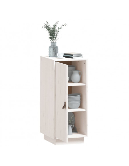 Credenza Bianca 34x40x75 cm in Legno Massello di Pino