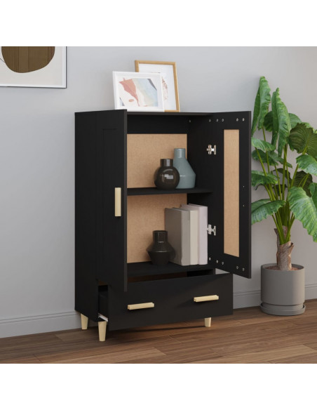Credenza Nera 70x31x115 cm in Legno Multistrato