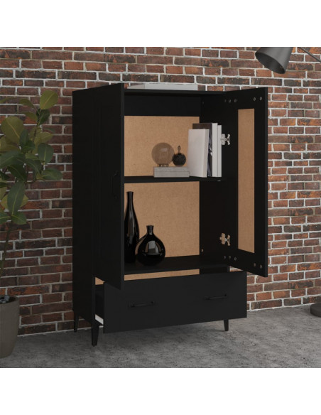 Credenza Nera 70x31x115 cm in Legno Multistrato