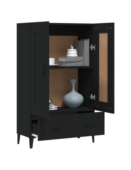 Credenza Nera 70x31x115 cm in Legno Multistrato