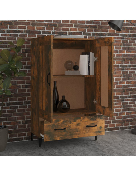 Credenza Rovere Fumo 70x31x115 cm in Legno Multistrato