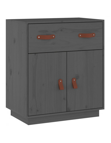 Credenza Grigia 65,5x40x75 cm in Legno Massello di Pino