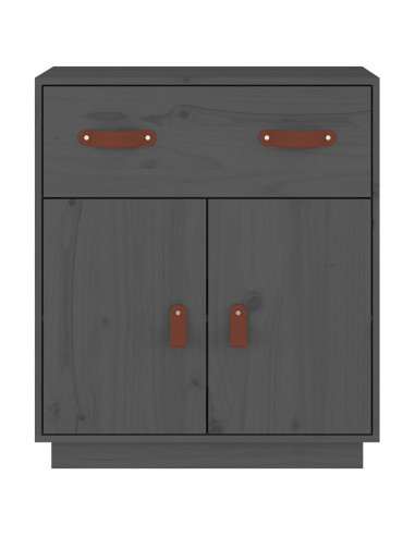 Credenza Grigia 65,5x40x75 cm in Legno Massello di Pino