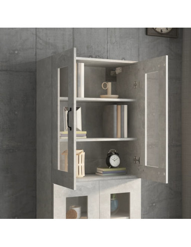 Armadietto Pensile a Parete Grigio Cemento 69,5x34x90 cm