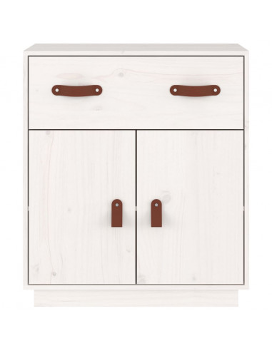 Credenza Bianca 65,5x40x75 cm in Legno Massello di Pino