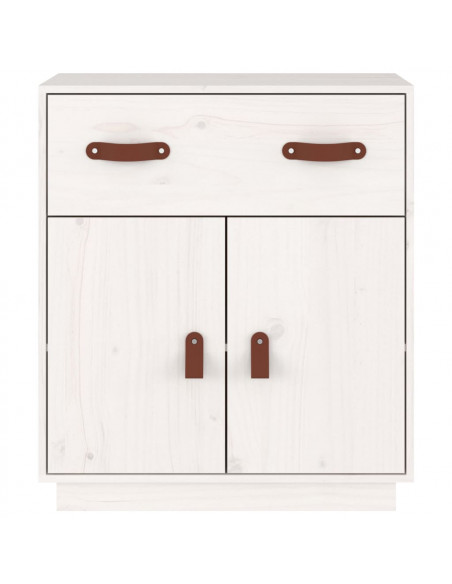 Credenza Bianca 65,5x40x75 cm in Legno Massello di Pino