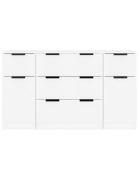 Set di Credenze 3 pz in Legno Multistrato Bianco