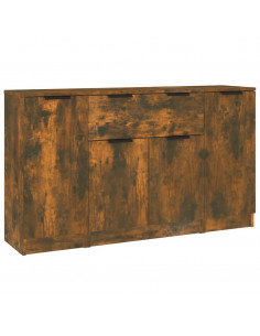 Credenze 3 pz Rovere Fumo in Legno Multistrato 2