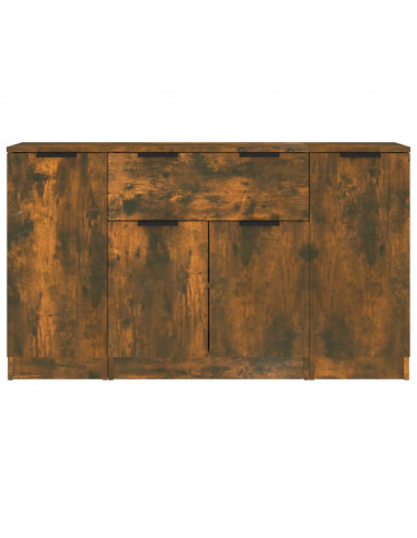 Credenze 3 pz Rovere Fumo in Legno Multistrato