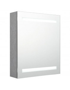 Armadietto Bagno con Specchio e LED Grigio Cemento 50x14x60 cm 2