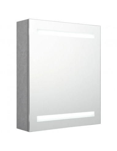 Armadietto Bagno con Specchio e LED Grigio Cemento 50x14x60 cm