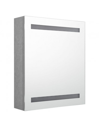 Armadietto Bagno con Specchio e LED Grigio Cemento 50x14x60 cm