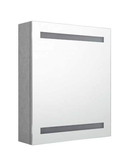 Armadietto Bagno con Specchio e LED Grigio Cemento 50x14x60 cm