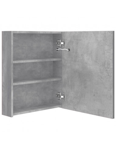 Armadietto Bagno con Specchio e LED Grigio Cemento 50x14x60 cm