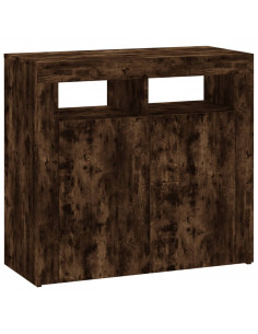 Credenza con Luci LED Rovere Fumo 80x35x75 cm 2
