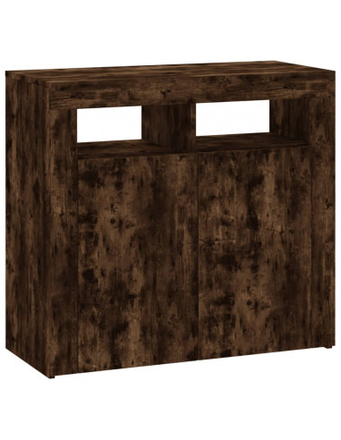 Credenza con Luci LED Rovere Fumo 80x35x75 cm