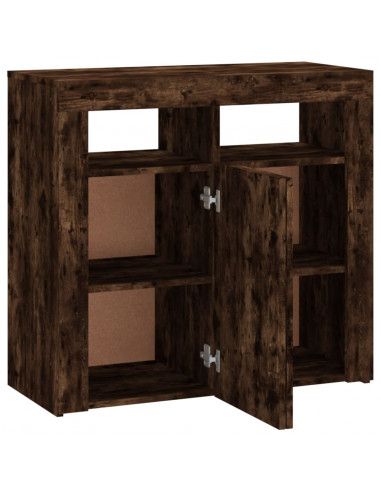 Credenza con Luci LED Rovere Fumo 80x35x75 cm