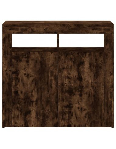 Credenza con Luci LED Rovere Fumo 80x35x75 cm