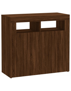 Credenza con Luci LED Rovere Marrone 80x35x75 cm 2