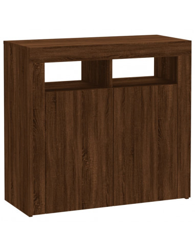 Credenza con Luci LED Rovere Marrone 80x35x75 cm