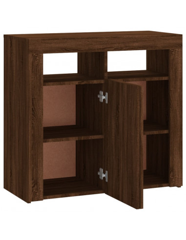 Credenza con Luci LED Rovere Marrone 80x35x75 cm