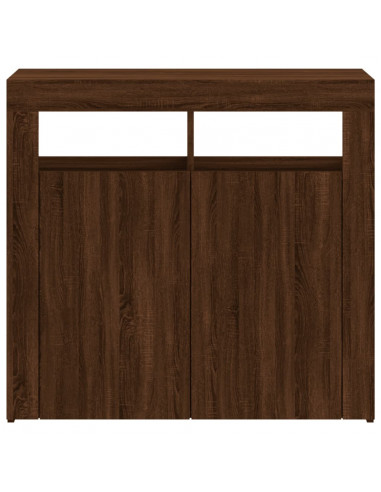 Credenza con Luci LED Rovere Marrone 80x35x75 cm