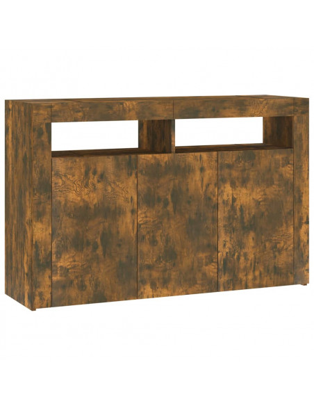 Credenza con Luci LED Rovere Fumo 115,5x30x75 cm