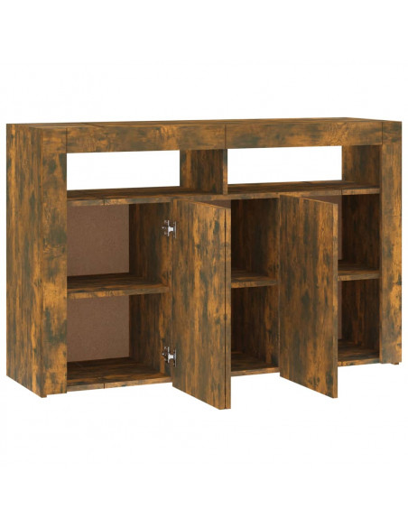 Credenza con Luci LED Rovere Fumo 115,5x30x75 cm