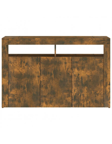 Credenza con Luci LED Rovere Fumo 115,5x30x75 cm