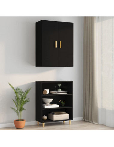 Armadietto Pensile a Parete Nero 69,5x34x90 cm