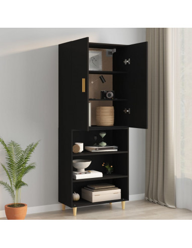 Armadietto Pensile a Parete Nero 69,5x34x90 cm