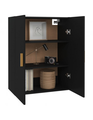 Armadietto Pensile a Parete Nero 69,5x34x90 cm