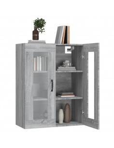 Armadietto Pensile a Parete Grigio Sonoma 69,5x34x90 cm 2