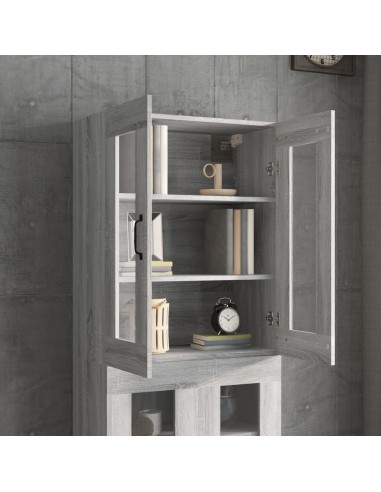 Armadietto Pensile a Parete Grigio Sonoma 69,5x34x90 cm