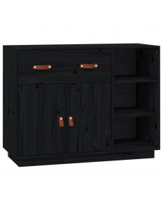 Credenza Nera 98,5x40x75 cm in Legno Massello di Pino 2
