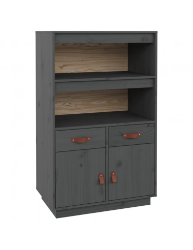 Credenza Grigia 67x40x108,5 cm in Legno Massello di Pino