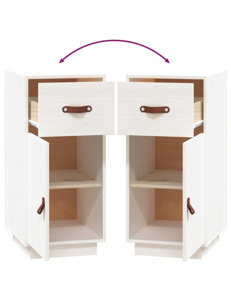 Credenza Bianca 34x40x75 cm in Legno Massello di Pino